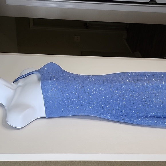 City Triangles Periwinkle Blue Glitter Prom Dress, Snug on Body, Size Medium - Picture 3 of 8